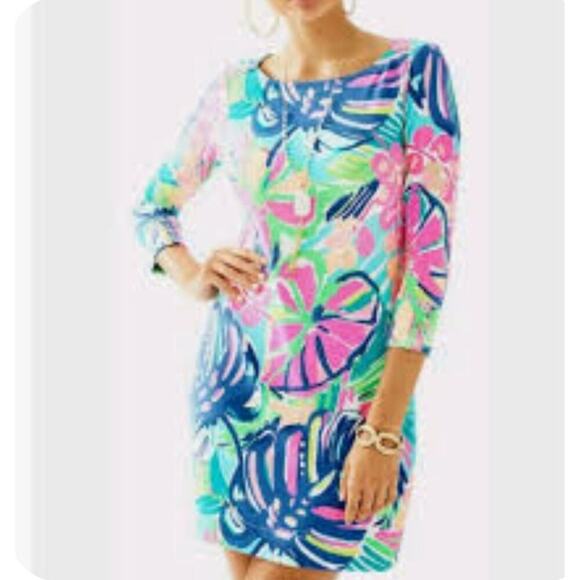 Lilly Pulitzer UPF 50+ SOPHIE Dress exotic garden print Women's Size Large Excel - Picture 1 of 9